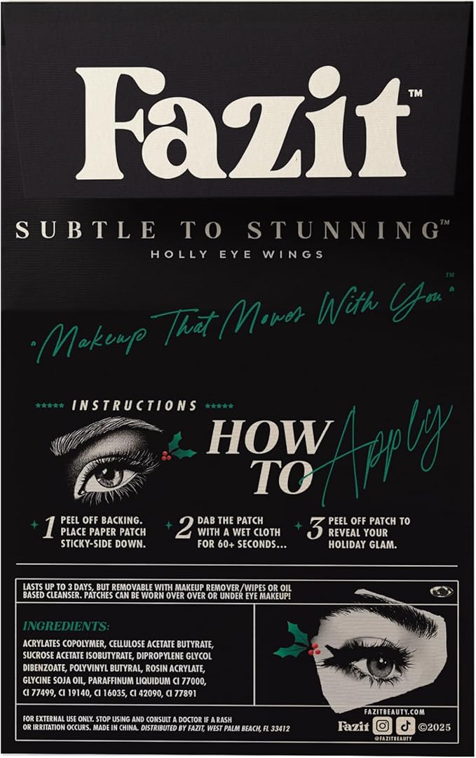 Fazit Makeup Patches - Holly Wings Eye Speckles - Glow Up Make-Up Patches - Cute Glitter Makeup Accessories for Women - Cosmetic Glitter for Face