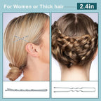 TsMADDTs Hair Pins Kits, 200PCS Silver Bobby U Shaped Pins for Women Hair Styling, Buns with Plastic Box, 2.4IN & 2IN