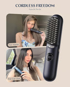 Fanttik Solo I10 APEX Portable Hair Straightener Brush, Cordless Straightening Comb with 113% Larger Heating Area, LED Display & Ceramic Coating, Ionic Technology & Safe Mode - Midnight