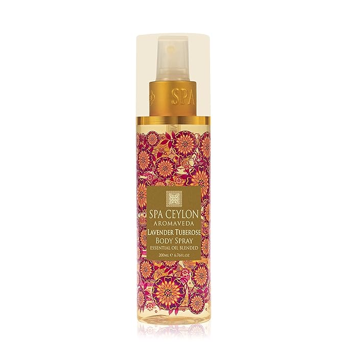 SPA CEYLON Tuberose Body Spray, Fragrant Body Mist with Lavender & Tuberose, Elegant Women's Perfume for All-Day Scent, 200 ml