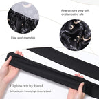 AWAYTR Long Satin Bonnet for Braids - Elastic Silk Hair Bonnets for Sleeping Night Cap Stretchy Tie Band for Women(Star and Moon)