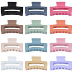 12 Pcs Medium Hair Clips, 3.5 Inch, Colorful - Hair Clips for Thick and Thin Hair, Square Claw Clips, Jaw Clips, Bulk Hair Accessories for Women and Girls