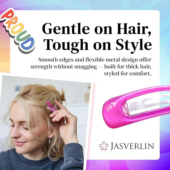 48 Pcs Snap Hair Clips 2 Inch, Y2k Cute Metal Hair Barrettes Non Slip, Colorful Hairclips for Women Girls Kids Fine Hair Styling Accessories (Neon Pop)