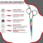 Hair Cutting Scissors -Sharp Razor Edge Blade Hair Shears Series - 6.5" With Fine Adjustment – Stainless Steel Hair Scissors Professional For Men, Women & Babies (Rainbow)