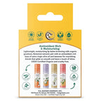 Badger Classic Organic Lip Balm Set - Yellow Box, Light Silky Long Lasting Lip Moisturizer Gift Set, All Natural Lip Balm Variety Pack Lip Set (Tangerine, Lavender Orange, Vanilla, Grapefruit), 4 pack