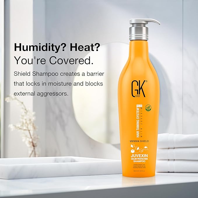 GK HAIR Shield Shampoo 22 Fl Oz – Color Safe, UV Protection, Aloe Vera & Argan Oil, Sulfate and Paraben Free, Repairs Damage, Boosts Shine, Hydrating, Vegan Hair Care