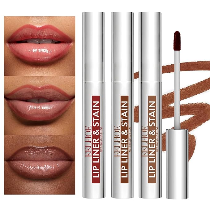 3Pcs Peel Off Lip Liner Lipstick Makeup, Chestnut Nude Brown Peel Off Lipgloss for Women Magic Lipstick 24 Hours Original Lip Liner Makeup Stain (#C, 1 Count (Pack of 3))