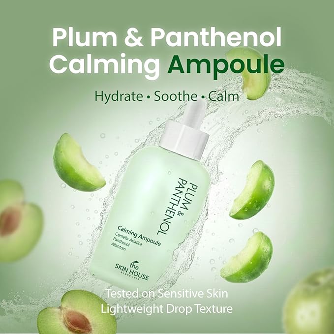 The Skin House Plum & Panthenol Calming Ampoule – Hydrating & Soothing Serum for Sensitive Skin, Non-Irritating (Dermatologist Tested) with Niacinamide & Centella[ 50ml /1.69 fl.oz]