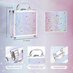 Beginner Makeup Set for Teen Girl Women, Makeup Present for Her, Makeup Kit with Cosmetic Train Case Contained Eyeshadow Blush Lip Gloss and Oil Lip Liner Eyeliner Brushes Mirror (Purple)