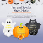 SpaLife Facial Mask Sheet Bundle - Pumpkin, Ghost, Bat - Halloween Character Mask Bundle - Face Masks for Skin Care - Moisturizing Sheet Face Masks - Skincare Pack for Women - Spa Beauty Masks