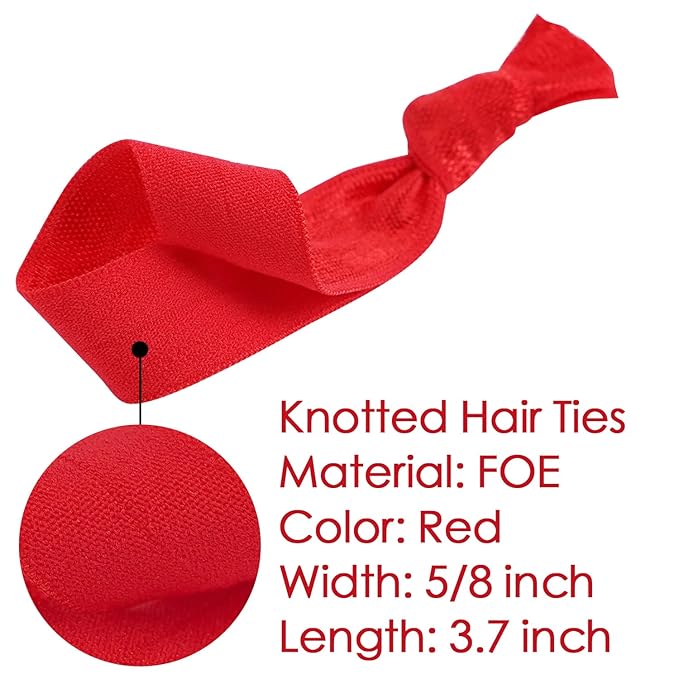 MEEDEE 100 Pack Red Hair Accessories: Soft, No-Crease, No-Damage Knotted Ribbon Hair Ties & Ouchless Ponytail Holders for Women, Yoga, and Everyday Wear