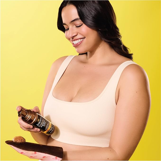 Jergens Natural Glow Instant Sun Body Mousse, Self Tanner for Ultra Deep Bronze Tan, Sunless Tanning Body Bronzer, Natural Looking Fake Tan, 6 Oz