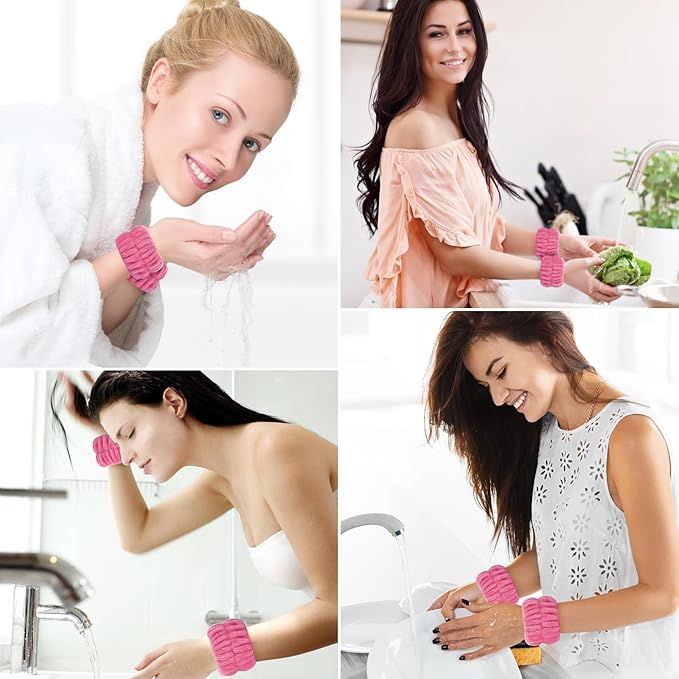 2pcs Wrist Bands for Washing Face Wash Wristbands Wrist Towels Arm Bands for Skincare Makeup Wrist Cuffs Spa Wrist Scrunchies
