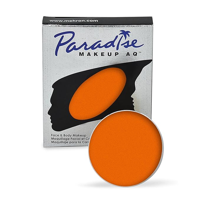 Mehron Makeup Paradise Makeup AQ Refill Size | Stage & Screen Performance, Face & Body Painting, Beauty, Cosplay, and Halloween | Water Activated Face Paint, Body Paint .25 oz (7 ml) (Orange)