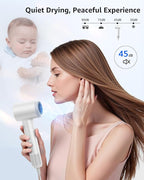 Hair Dryer, 160000 RPM High-Speed Ionic Blow Dryer Portable Professional Lightweight Hair Dryers with 200 Million Negative Ions, Fast-Drying, Quiet Hair Dryer with Nozzle for Home, Salon, Travel（HF03）