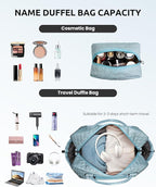 Gifts for Friends - Initial Personalized Weekender Duffle Bag with Shoe Compartment and Travel Makeup Bag for Daughter or Sister (Letter I)