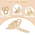 LUKACY 6 Pack Large Metal Hair Claw Clips - 4 Inch, Perfect Big gold Jaw hair clamps for Women and Thinner, Thick hair styling,Strong Hold, Fashion Hair Accessories (Style 5)