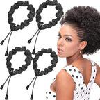 4pcs Black Adjust Satin Hair Scrunchies for Women Girls, Adjustable Hair Ties Soft Than Silk for 4c Girlie Thick Curly Natural Hair, Easy to Use Hair Accessories for Afro Puff Loc Ponytails