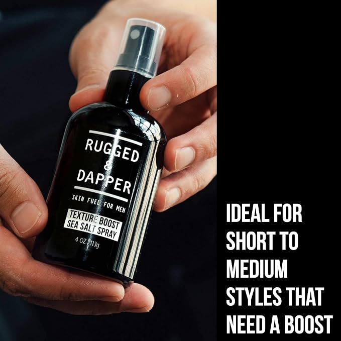 RUGGED & DAPPER Texture Boost Sea Salt Spray for Men - 4 oz, Hair Styling Agent, Adds Body and Fullness to Hair, Enhances Natural Texture, Locks in Moisture, Ocean Fresh Scent