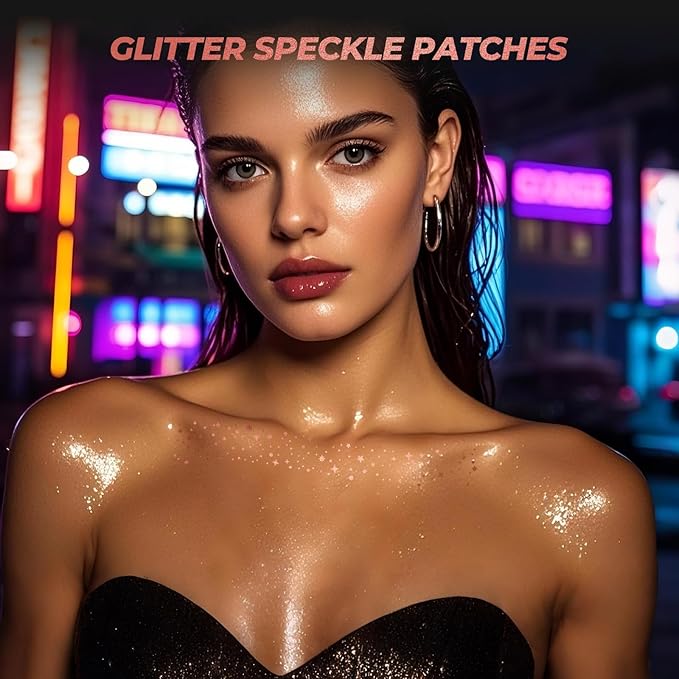 Glitter Speckles for Body,Makeup Patches, Sparkle Rose Gold Glitter Freckles for Hallowmas Christmas,10pcs