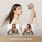 Dreame Glory Mix High-Speed Hair Dryer, Dual Voltage, 3 Magnetic Nozzles, Perfume Infusion, Customized Fragrant Drying, NTC Control, 300M Negative lons, 110,000RPM Motor, 336g Lightweight, Gold