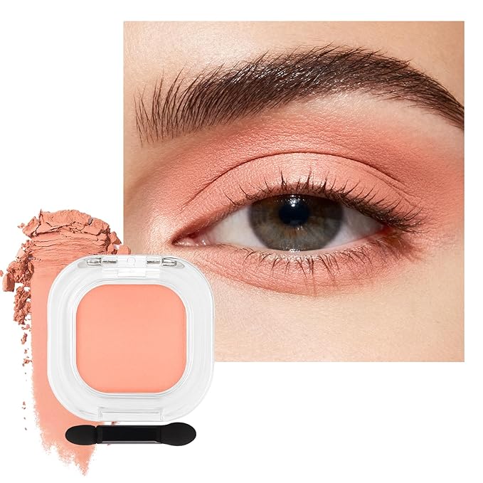 Erinde Light Orange Pink Single Eyeshadow Palette, Matte Cream Eye Shadow for Older Women, Blendable Long-Lasting Waterproof Eye Makeup Palette, High Pigment Powder Sombra De Ojos, 04 Apricot Nude