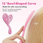 Detangler Brush – Heart-Shaped Detangling Brush for Curly, Wavy, Thick Hair – Sakura pink Hairbrush for Women with Bowl-Curve, Flexible Bristles, Blow Dryer Safe, Regular