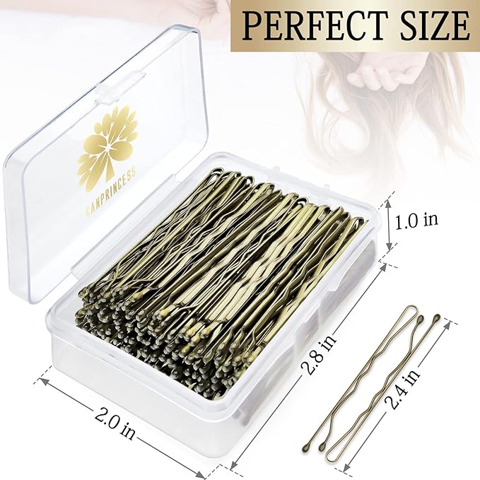 100PCS 2.4Inch Bobby Pins Bronze,Pain-Free Bobby Pins for All Hair Types,Hair Pins for Women Girls,Hairpins for Buns with Box(Bronze)