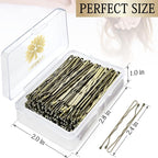 100PCS 2.4Inch Bobby Pins Bronze,Pain-Free Bobby Pins for All Hair Types,Hair Pins for Women Girls,Hairpins for Buns with Box(Bronze)