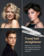 Wavytalk 0.7 Inch Ceramic Mini Hair Straightener - Small Flat Irons for Short Hair, Curls Bangs, Travel Friendly (White)