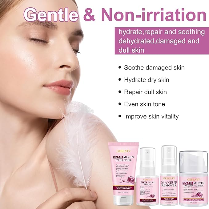 Skincare Set,4 Pcs Skin Care Beauty Gift Set for Women Teen Grils,Moisturing Repairing Soothing Anti-Aging Snail Mucin Facial Skin Care Routine Kit for Dry & Dull Skin,Skincare Gift Set Women