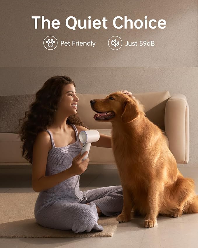 Laifen Swift Hair Dryer, High Speed 200M Ionic Blow Dryer with 110, 000 RPM Brushless Motor for Fast Drying, Low Noise, Hairdryer with Magnetic Nozzle