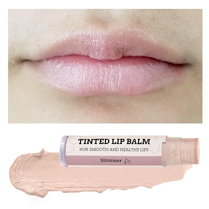 Earth's Daughter Tinted Lip Balm Shimmer Stocking Stuffers 4 Pack, Beeswax, Coconut Oil, Cocoa Butter, Vitamin E, Moisturize and Beautify, Paraben Free