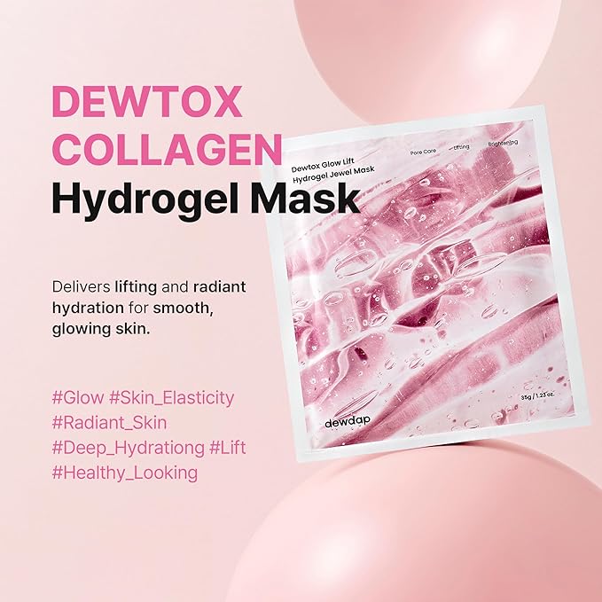 Dewtox Collagen Face Mask, Glow Skin with Overnight Hydrogel Jewel Mask, Firming & Elasticity for All Skin Types, Korean Skincare (35g x 4ea)