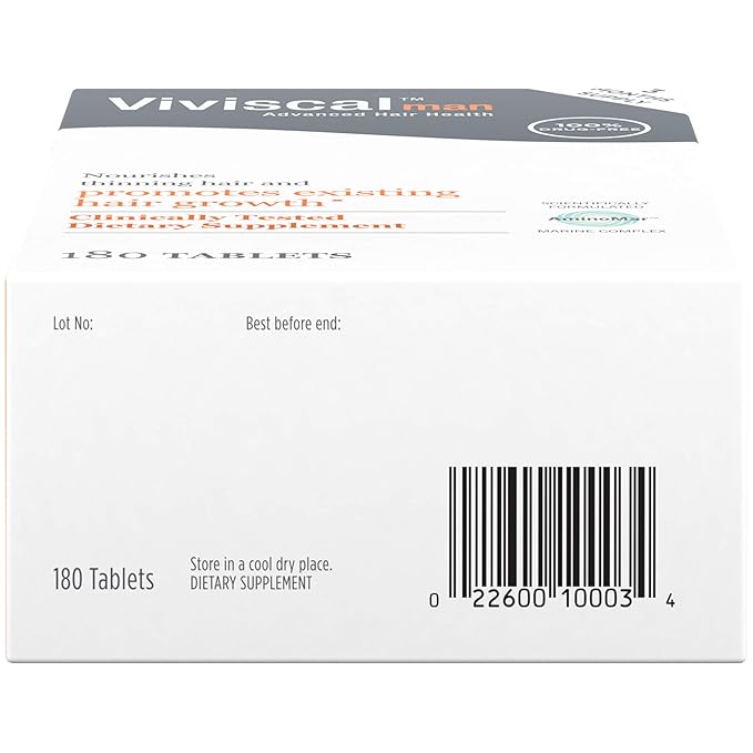 Viviscal Men's Hair Growth Supplements for Thicker Fuller Hair, Clinically Proven Collagen Complex, 180 Tablets 3 Month Supply