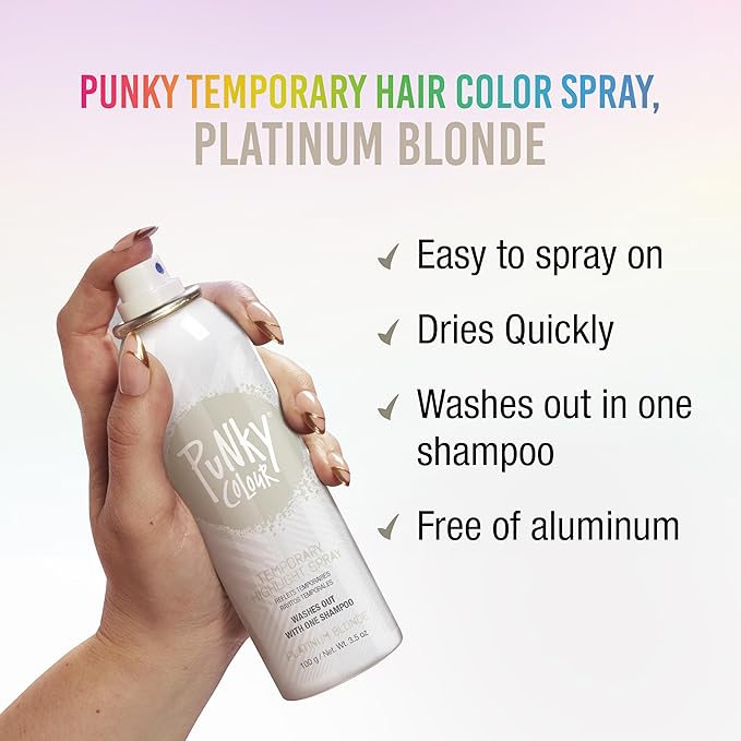 Punky Temporary Hair Highlight Spray, Platinum Blonde, 3.5 oz, 1-Pack