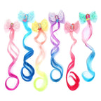 6-Colors Hair Bows Clips Hair Accessories For Girls Bows For Girls Braided Curly Gradient Color Wig
