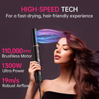 SKIMI 110,000 RPM Brushless Motor Hair Dryer Brush - 5 Muti-Styler for Fast Drying, Curling, Volumizing & Straightening | High-Speed Hot Air Brush for All Hair Types (Black & Pink)