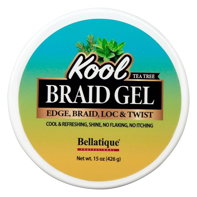 KOOL Braiding Gel Maximum Hold for LOC & Twist - No Flaking, No Whitening, Fast Drying, High Shine, Cool & Refreshing, Long Lasting Hold (15 oz)