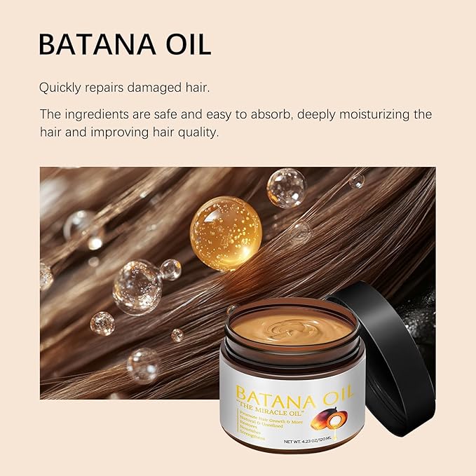 100% Natural Raw Batana Oil for Hair Growth,Organic Raw Prevents Hair Loss, Leaves Hair Smoother, with Keratin, Coffee Extract & Other Ingredients to Enhance Efficacy for Thicker ﻿ (Pack of 1)