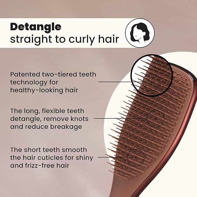 Tangle Teezer Chrome Ultimate Detangler Brush for Wet & Dry Hair, Eliminates Knots & Reduces Breakage for Straight to Curly Hair Types, Chocolate Bronze