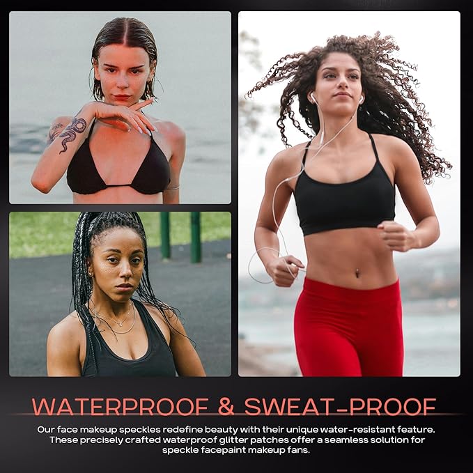 Rose Gold Glitter Freckles Face Tattoo, Sparkle Face Glitter Speckles, 4pcs Makeup Patches