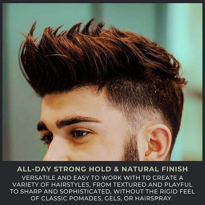 Firm Clay Wax - Stong Hold Natural Finish - Water Based - Kaolin & Bentonite Clay, Macadamia Nut Oil, Beeswax, & Squalane Blend - For All Hair Types - Premium Hair Styling Product (2.5oz)