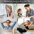 100PCS Black Hair Ties for Women Girls, Seamless Thick Black Hair Band, Elastic Hair Ties No Damage Ponytail Holder Christmas Gift