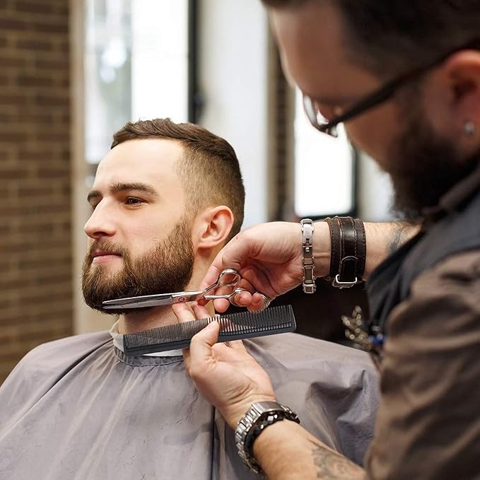 Fcysy Professional 6 Inch Haircut Scissors - Barber Shears with Comb, Salon Hair Shears for Men, Women & Pets