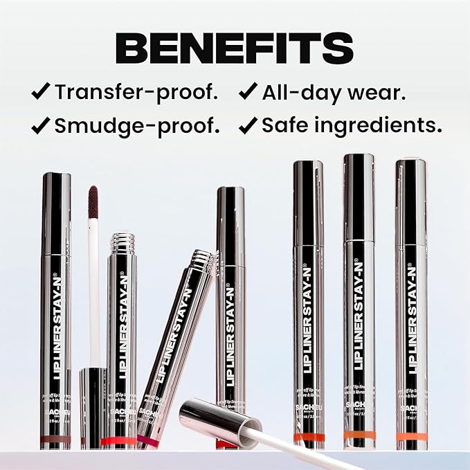 Sacheu Lip Liner STAY-N Peel Off Lip Stain — Long Lasting Waterproof Lip Tint with Hyaluronic Acid & Vitamin E — Transfer Proof Matte Finish, Vegan & Cruelty-Free (RED-Y OR NOT)