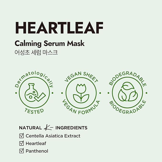 Epielle Heartleaf Calming Serum Sheet Masks (5pk) | Korean Skincare | Facial Sheet Mask | Kbeauty, Spa Gifts for Women