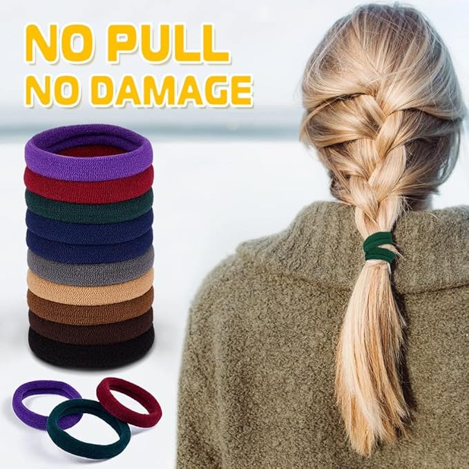 100 Pcs Hair Ties No Damage Elastic Hair Bands for Women Girls, Soft Ponytail Holders for Thick and Thin Hair, Bulk Pack Seamless Hair Accessories