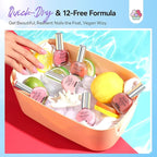 SAVILAND Pink Nude Nail Polish Set: 6-Color Quick Air Dry Nail Polish Shimmer Glitter Pearl Pink Fingernail Polish Set 12-Free Nail Lacquer DIY Home Christmas Gifts for Women 8ml