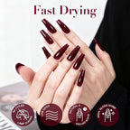 AZUREBEAUTY Dark Red Nail Polish, Quick Dry Nail Lacquer Natural Strengthening Treatment Kit DIY Salon at Home Women Gifts 0.34 fl oz